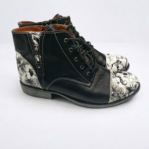 Portofino Women’s Black and White Print Ankle Boots Size 38 EU